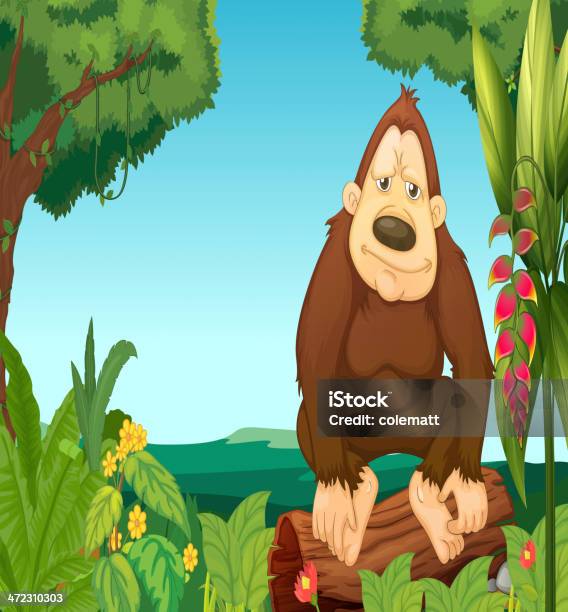 Gorille Dans Les Bois Vecteurs libres de droits et plus d'images vectorielles de Animaux à l'état sauvage - Animaux à l'état sauvage, Arbre, Attitude