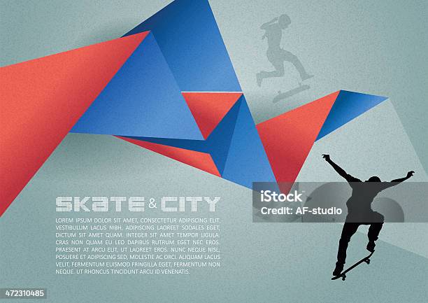 Абстрактный Фон С Skater — стоковая векторная графика и другие изображения на тему Афиша - Афиша, Спорт, Фоновые изображения