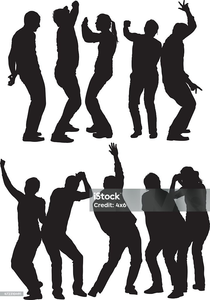 Silhouttes d'amis Danser - clipart vectoriel de Danser libre de droits
