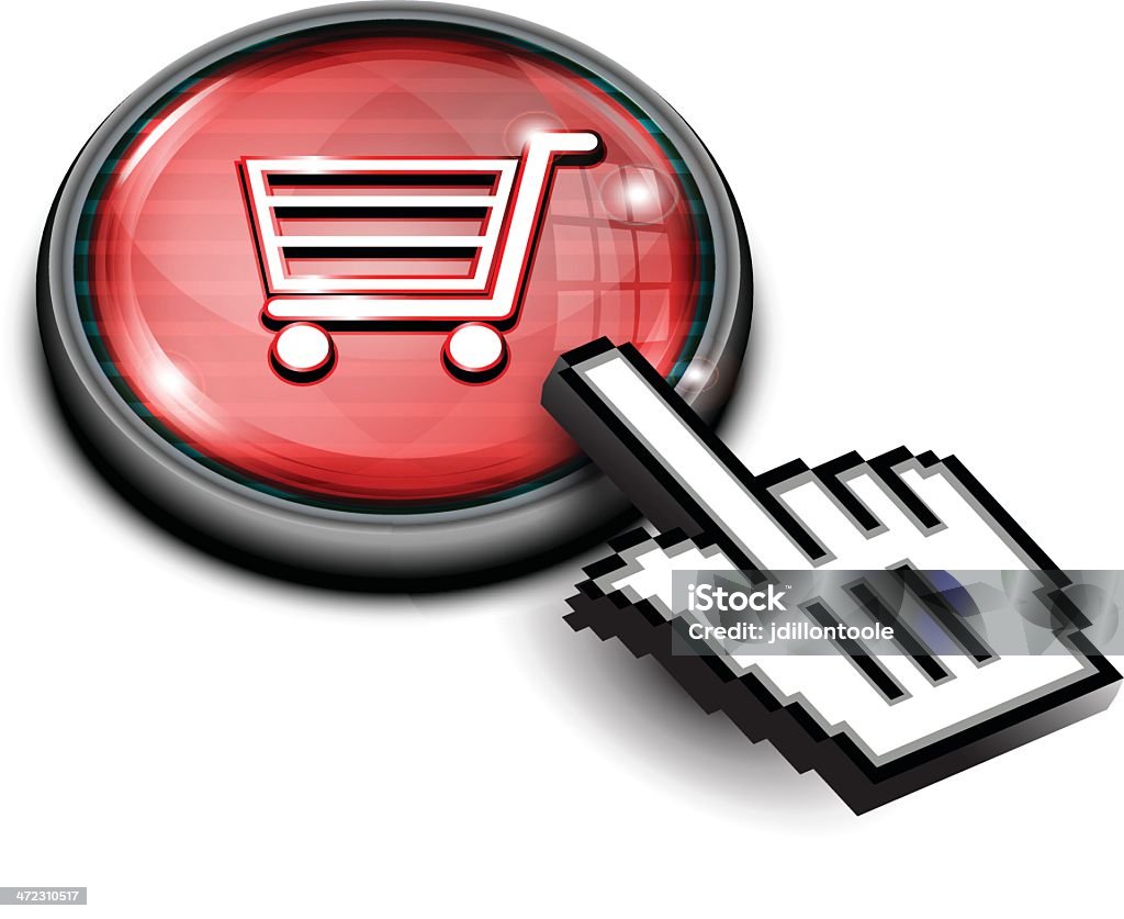 Hand Cursor on Glass Button | Shopping Cart Hand Cursor on Glass Button  Add To Cart stock vector