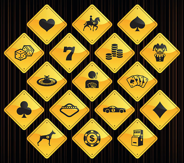 gelbe straße zeichen-glücksspiel - vegas sign illustrations stock-grafiken, -clipart, -cartoons und -symbole