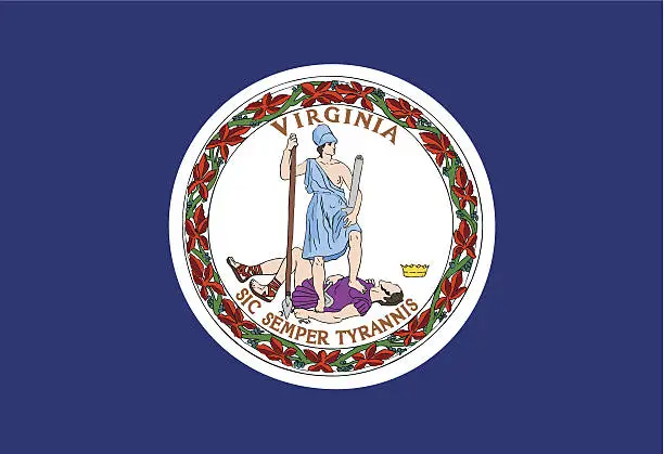 Vector illustration of Commonwealth of Virginia Flag