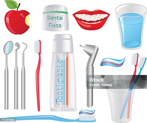 Dentystycznych Equiptment - Stockowe grafiki wektorowe i więcej obrazów Pasta do zębów - Pasta do zębów, Szczoteczka do zębów, Lusterko stomatologiczne