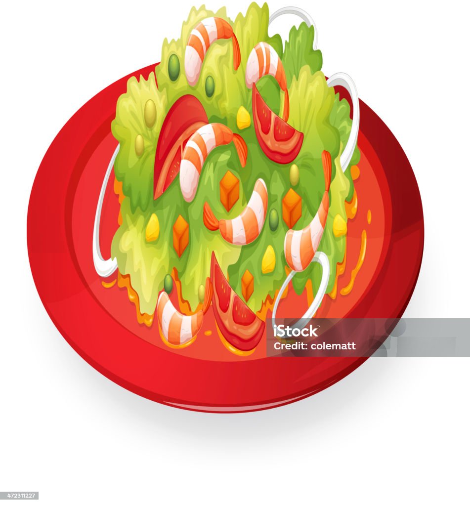 海老のサラダのレッドのお料理 - イラストレーションのロイヤリティフリーベクトルアート