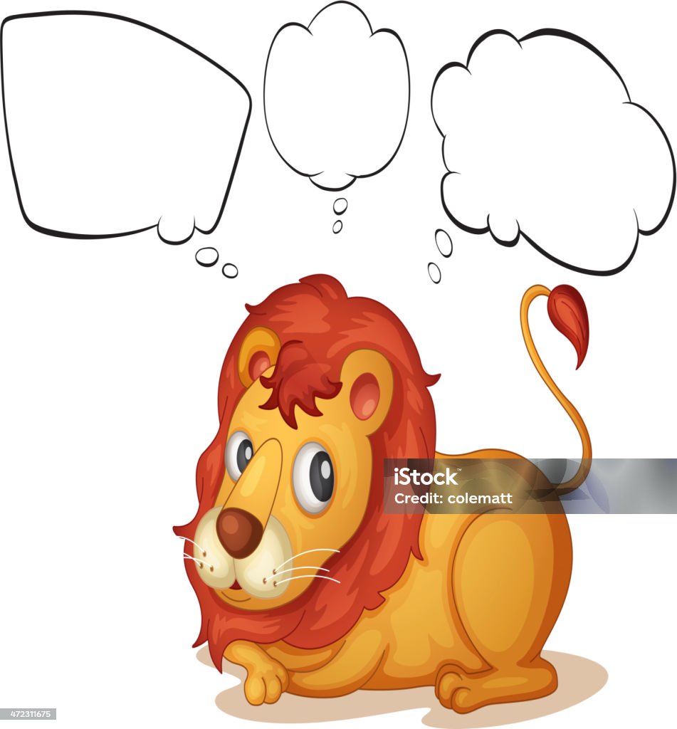 Jeune lion avec des légendes vides - clipart vectoriel de Bouche des animaux libre de droits