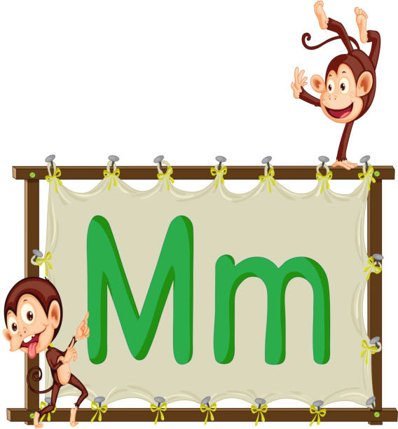 alphabet buchstaben auf einer leinwand - sign letter m rope nail stock-grafiken, -clipart, -cartoons und -symbole