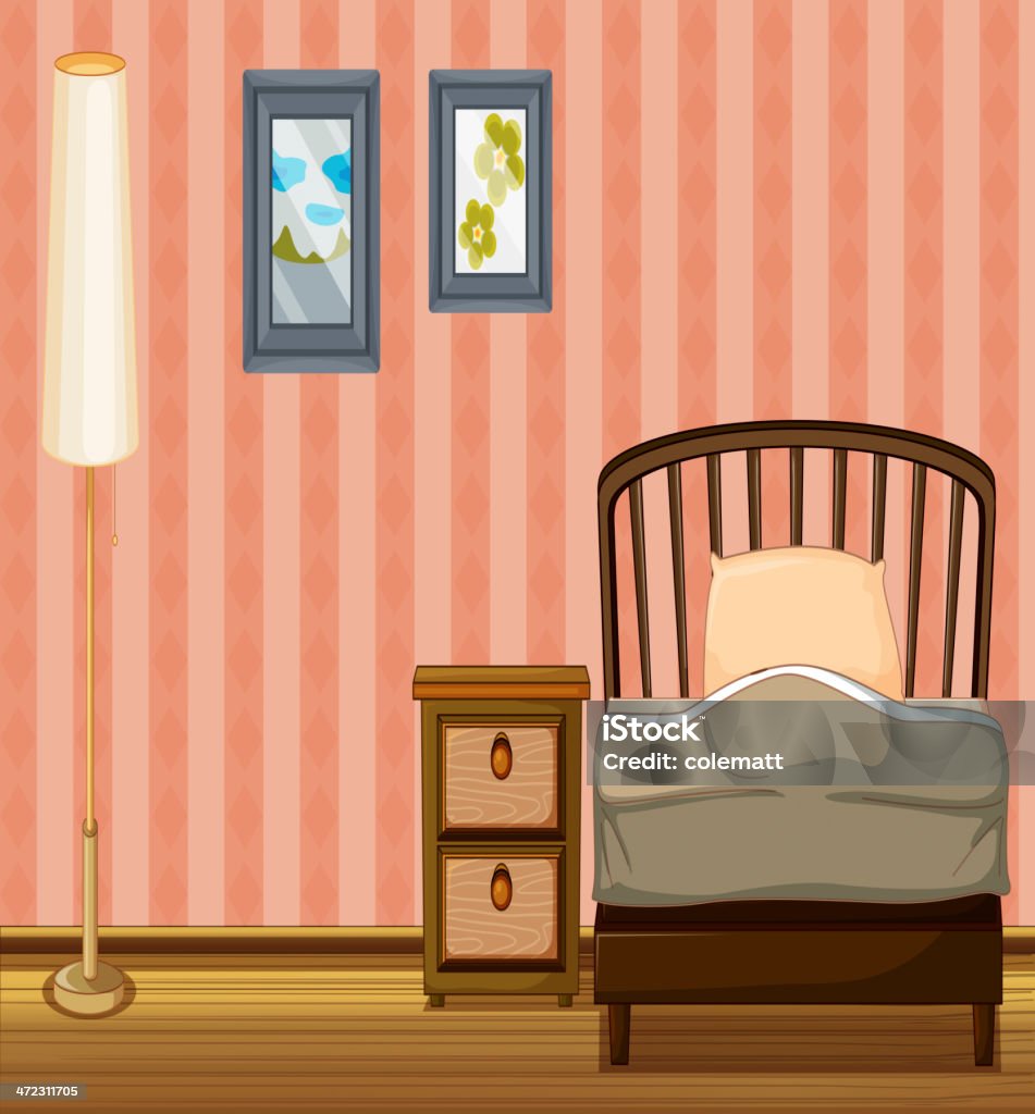 Łóżko i światłem - Grafika wektorowa royalty-free (Brązowy)
