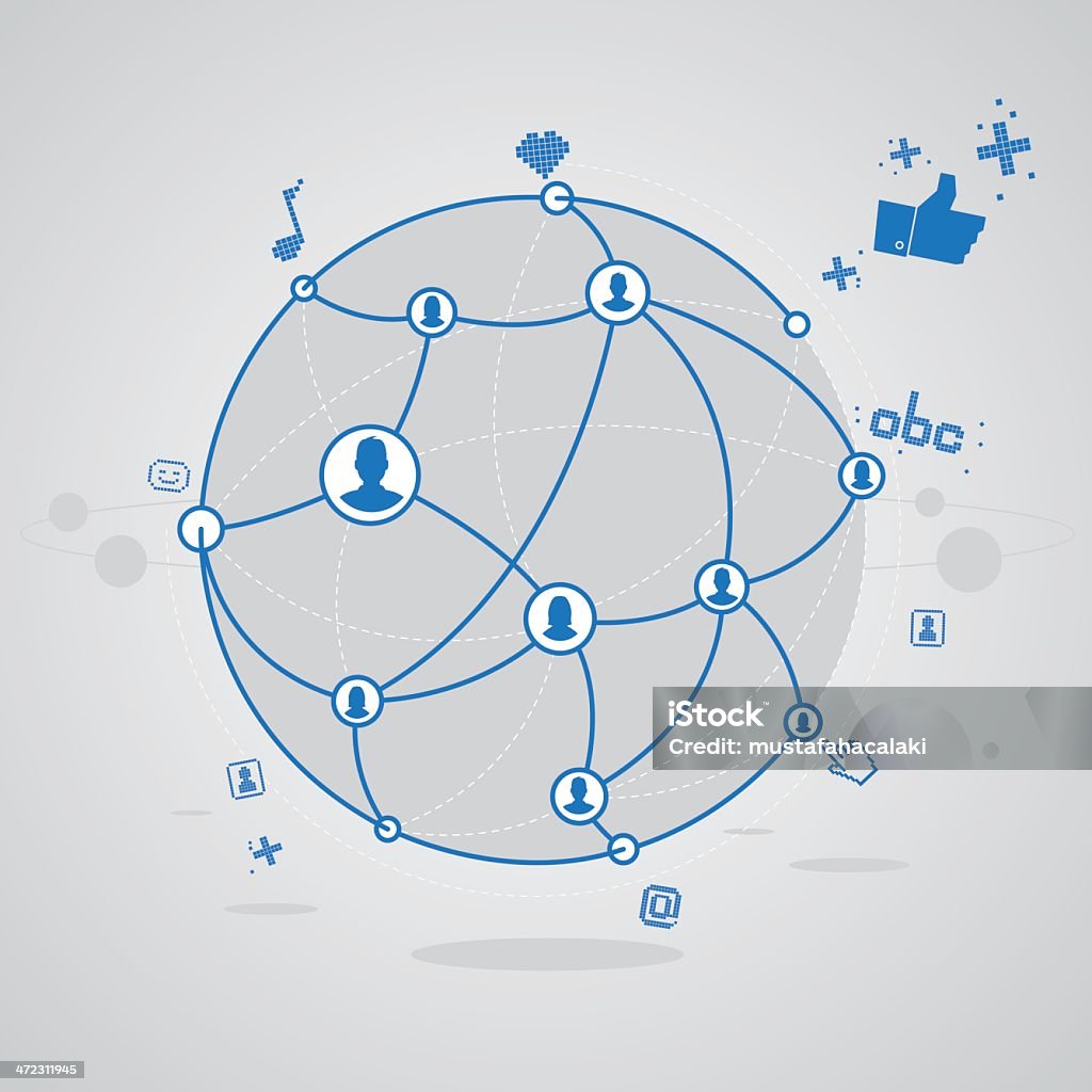 シンプルなソーシャルネットワークのコンセプト - SNSアイコンのロイヤリティフリーベクトルアート