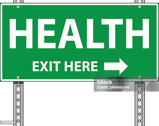 Road Exit Sign Health Stock Illustration - Download Image Now - Aiming, Arrow Symbol, Concepts