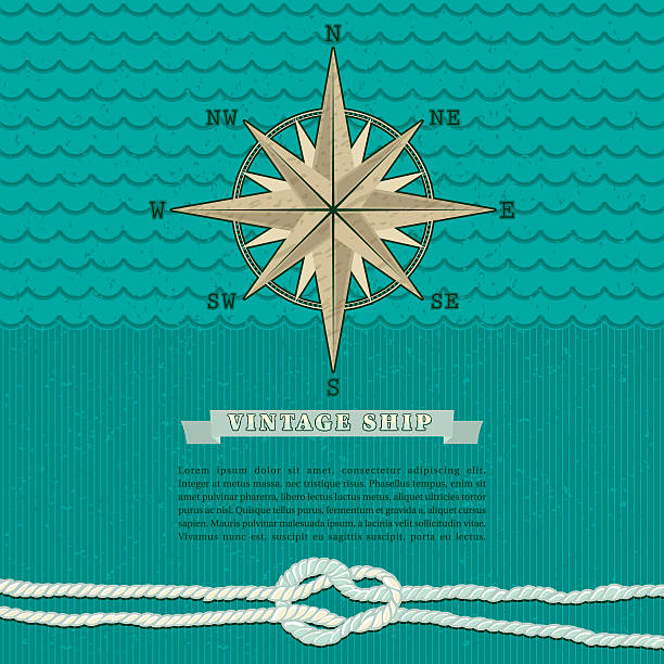 illustrazioni stock, clip art, cartoni animati e icone di tendenza di sfondo vintage bussola marina - nautical vessel wave pattern old fashioned summer