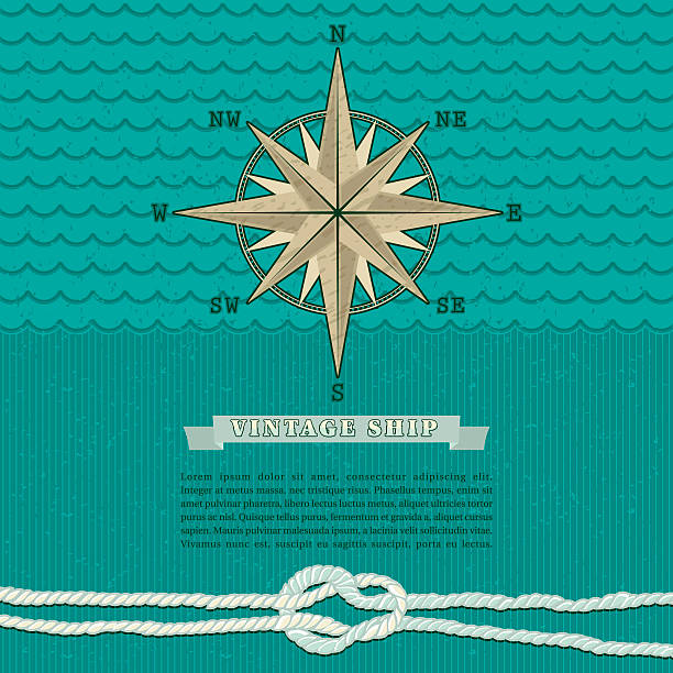 빈티지 해운용 코파스 배경 - nautical vessel wave pattern old fashioned summer stock illustrations