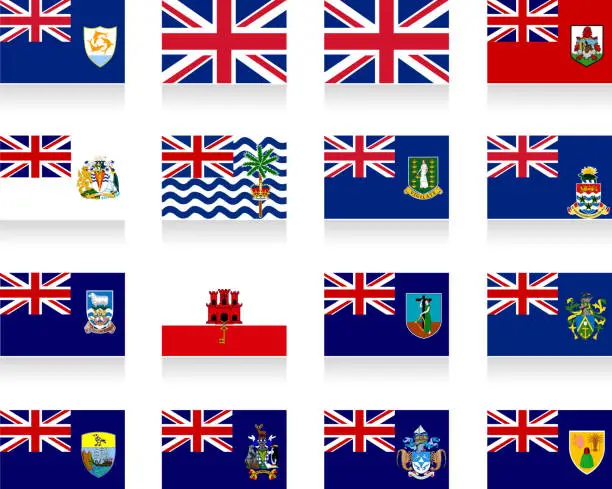 Vector illustration of British Overseas Territories, Flag Collection