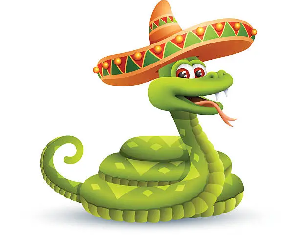 Vector illustration of Snake with Sombrero