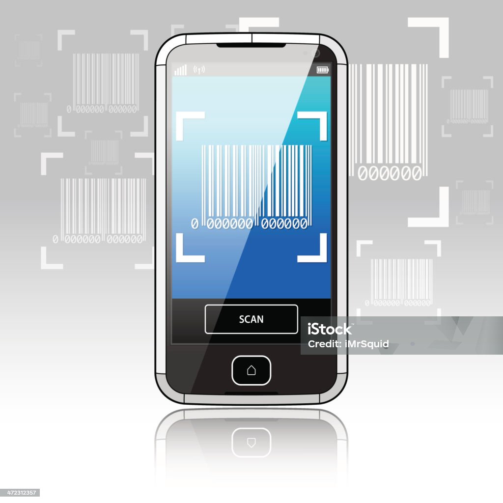 Smartphone verificação de código de barras - Vetor de Aplicação móvel royalty-free