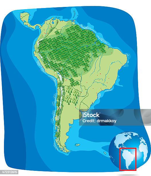 Mapa Ameryki Południowej - Stockowe grafiki wektorowe i więcej obrazów Mapa - Mapa, Góry Andy, Kolumbia