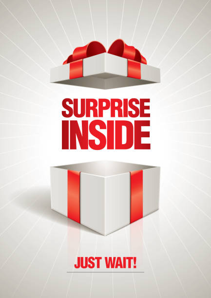 surprise inside - yeni yıl hediyesi stock illustrations