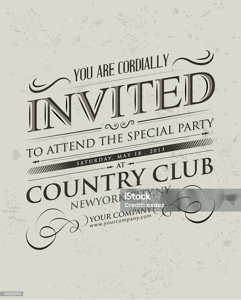 Retro convite tipografia - Vetor de Antigo royalty-free