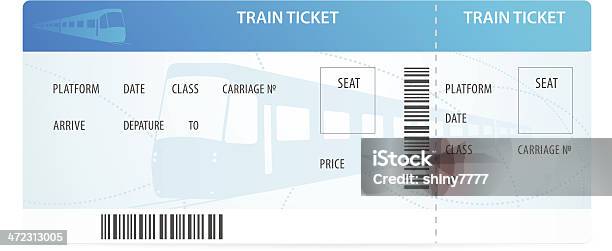 Vector Train Ticket With Silhouette On Background Railway Stock Illustration - Download Image Now