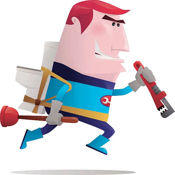 Vector illustration of super hero plumber