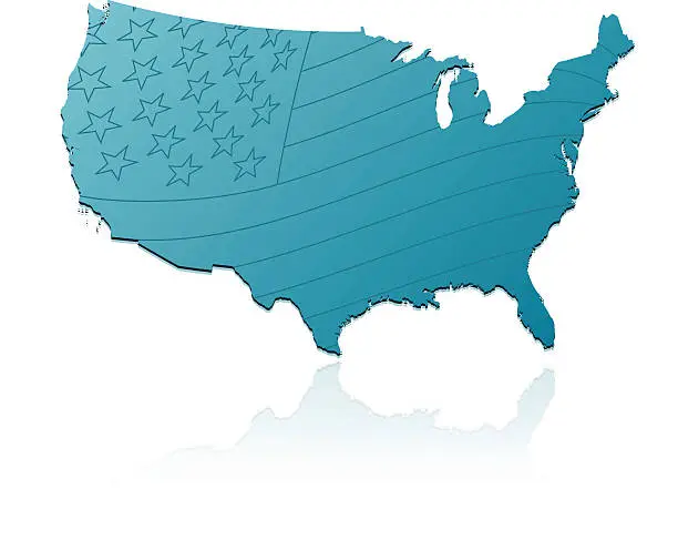 Vector illustration of USA map with flag