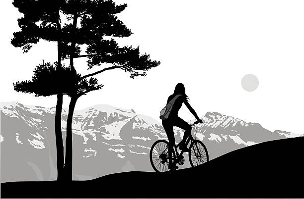 ilustraciones, imágenes clip art, dibujos animados e iconos de stock de ciclismo - focus on shadow outdoors women one person