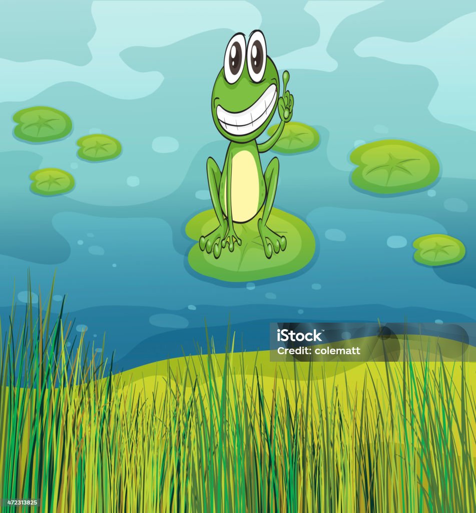 미소 개구리 있는 연못 - 로열티 프리 갈대속-벼과 벡터 아트
