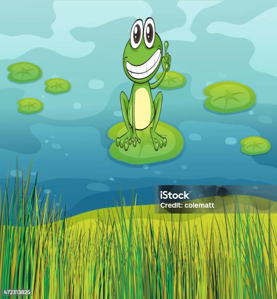 미소 개구리 있는 연못 갈대속-벼과에 대한 스톡 벡터 아트 및 기타 이미지 - 갈대속-벼과, 강, 개구리