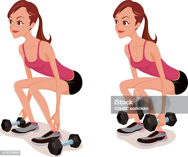 Dumbbell Squat Exercise Stock Illustration - Download Image Now - Achievement, Adult, Aerobics