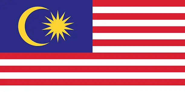 Vector illustration of Vector image of colorful Malaysian flag with yellow moon