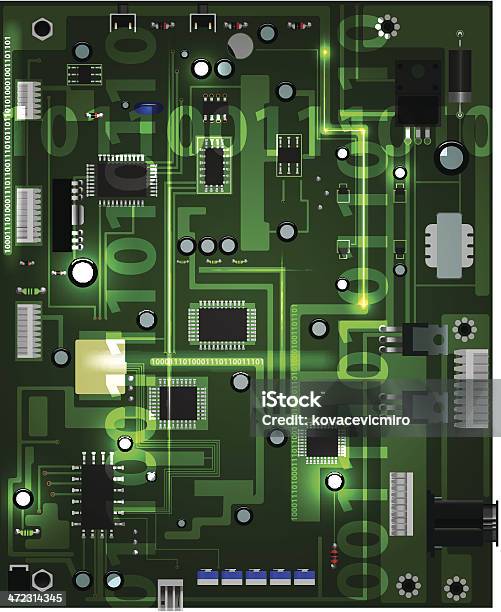 Scheda Madre - Immagini vettoriali stock e altre immagini di Attrezzatura elettronica - Attrezzatura elettronica, Chip del computer, Colore verde