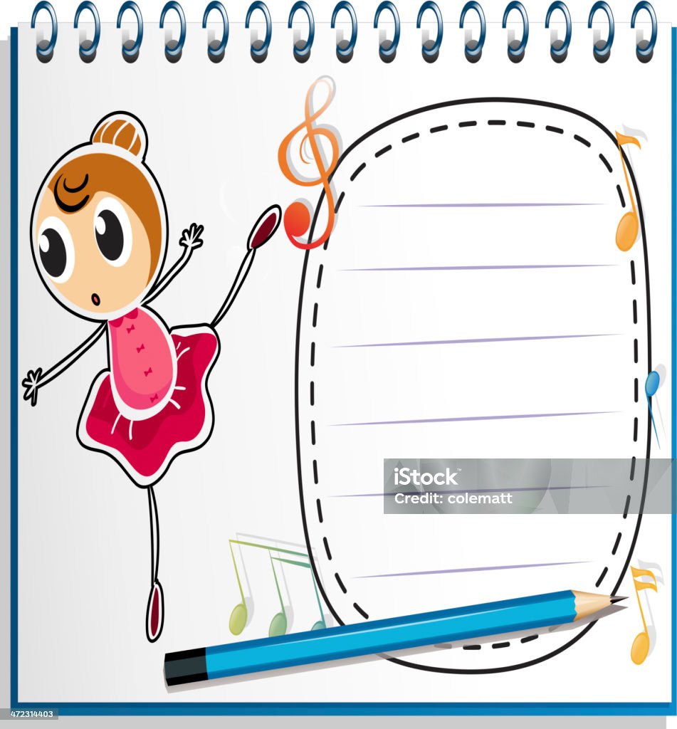 Dance Note Drawing Notebook With Drawing Of A Ballet Dancer Stock Illustration - Download ...
