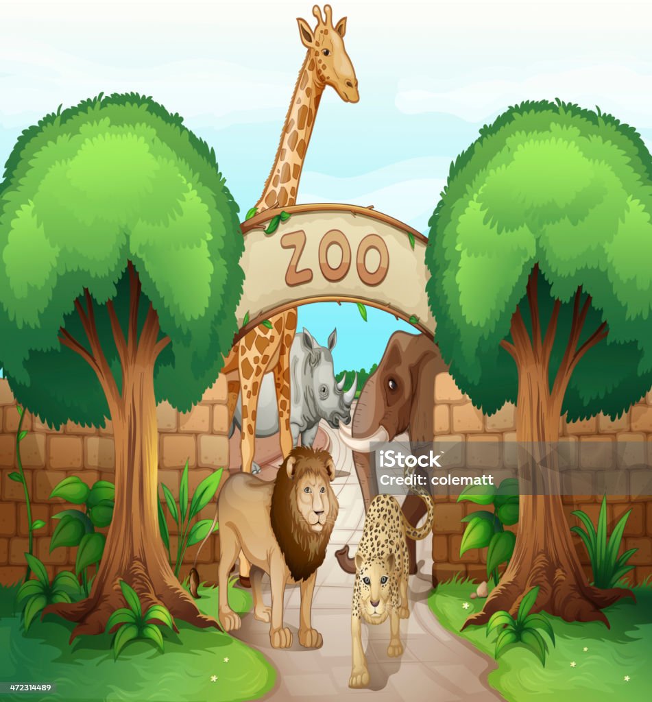 Zoo e gli animali - arte vettoriale royalty-free di Albero
