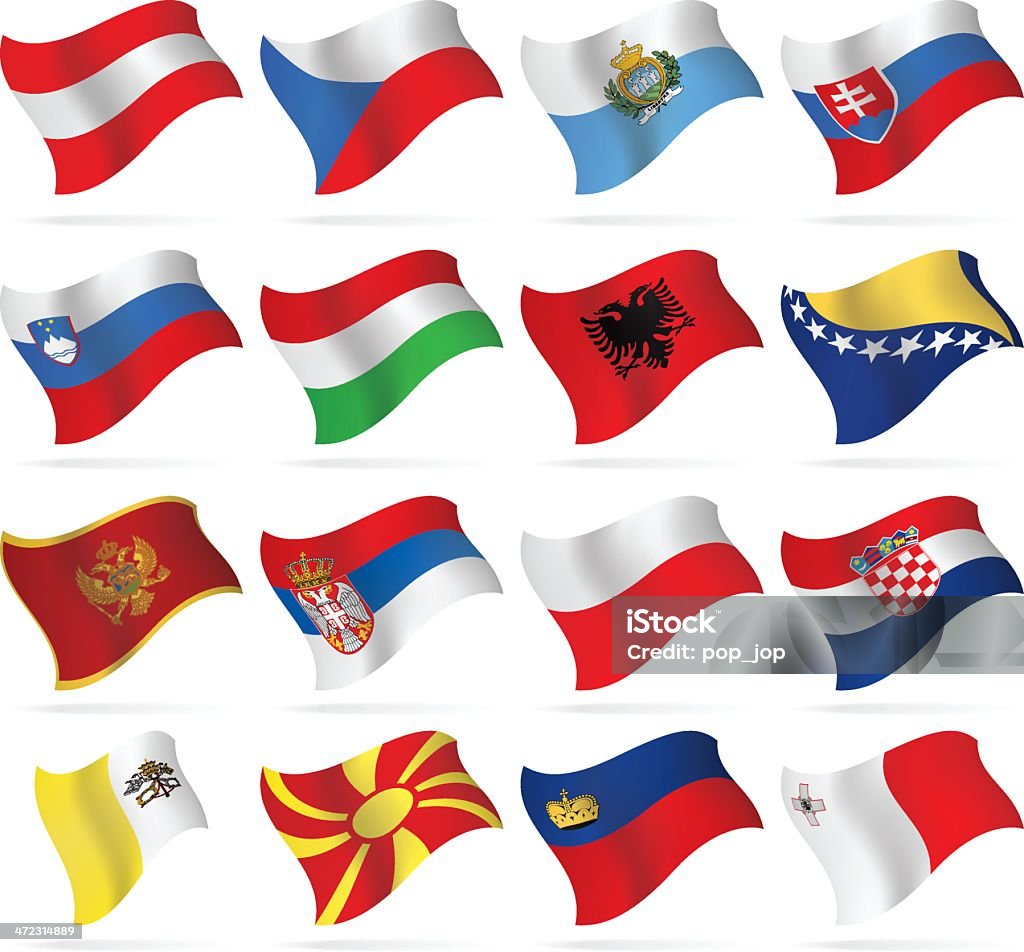 フライングフラッグ－中央および南ヨーロッパ - 旗のロイヤリティフリーベクトルアート