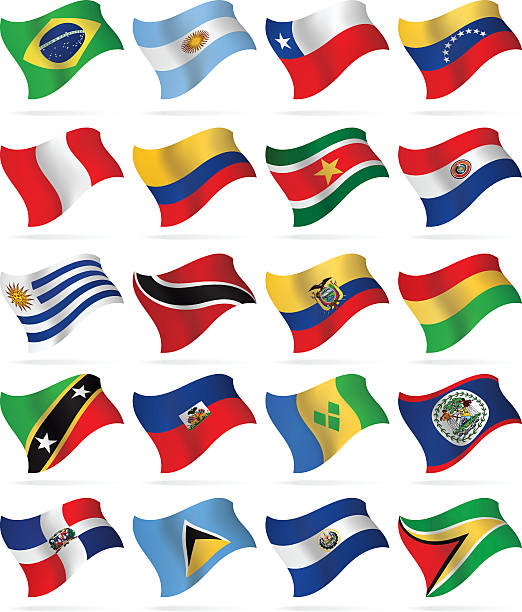 ilustrações, clipart, desenhos animados e ícones de voando flags-a américa central e do sul - flag of belize