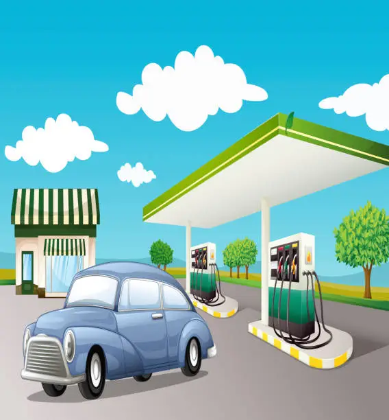 Vector illustration of Gas station