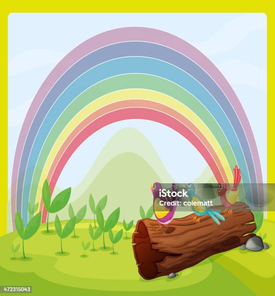 Vögel Beobachten Im Rainbow Stock Vektor Art und mehr Bilder von Baum - Baum, Berg, Bildkomposition und Technik