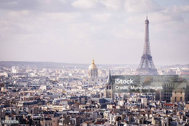Skyline Paris France And The Eiffel Tower Stock Photo - Download Image Now - Paris - France, Urban Skyline, Rooftop