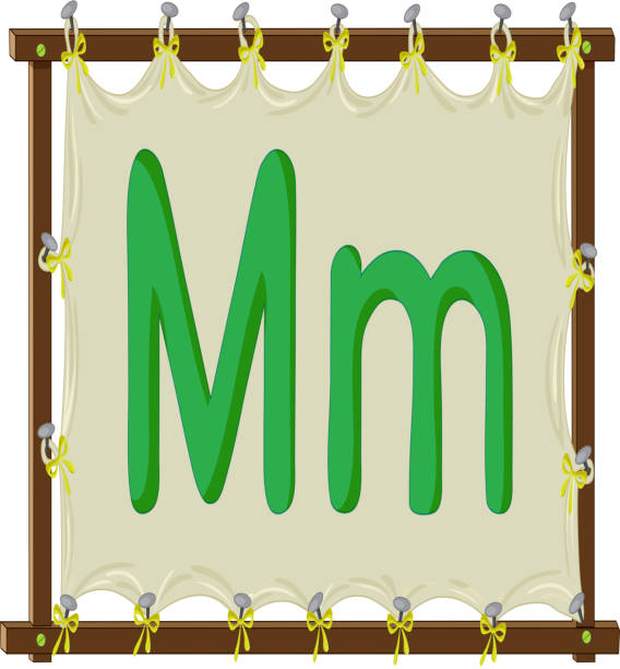 buchstaben des alphabets - sign letter m rope nail stock-grafiken, -clipart, -cartoons und -symbole