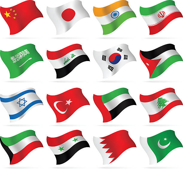 フライング旗コレクション-アジア - 韓国の国旗点のイラスト素材／クリップアート素材／マンガ素材／アイコン素材