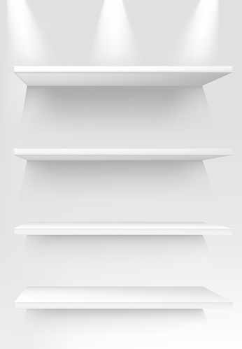 drawn of vector blank white shelf.