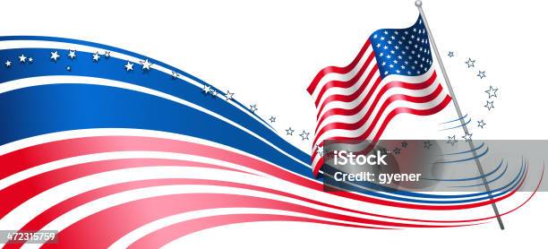 Fourth Of July Backround Stock Illustration - Download Image Now - American Flag, Pole, Flag