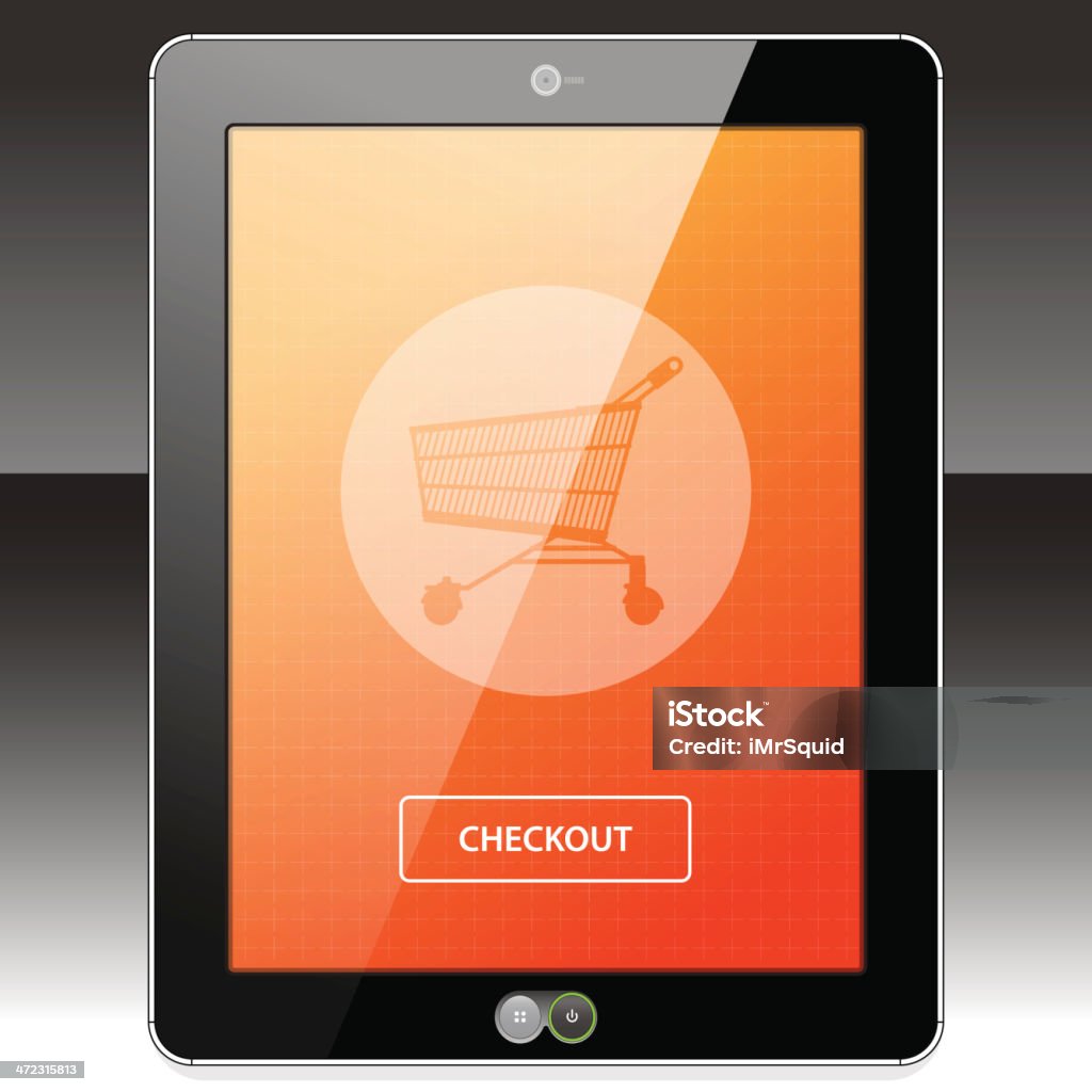 Tablet PC Online lo Shopping e check-out - arte vettoriale royalty-free di Acquisti a domicilio