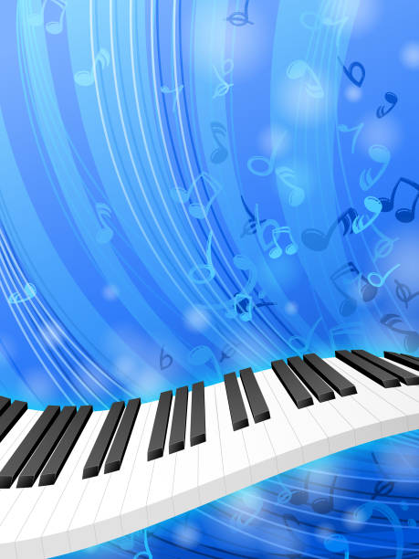 клавиатура фоне - musical staff music piano blue stock illustrations