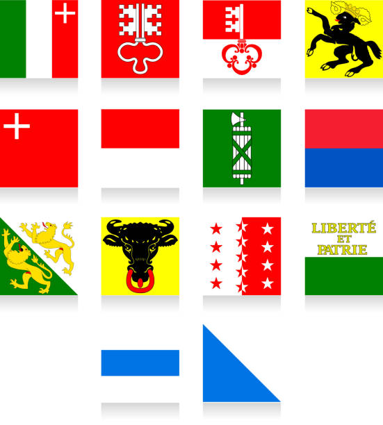 スイス国旗 cantonal コレクション-part 2 - thurgau点のイラスト素材／クリップアート素材／マンガ素材／アイコン素材
