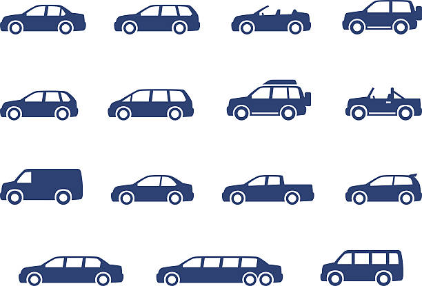 Cars icons set vector art illustration