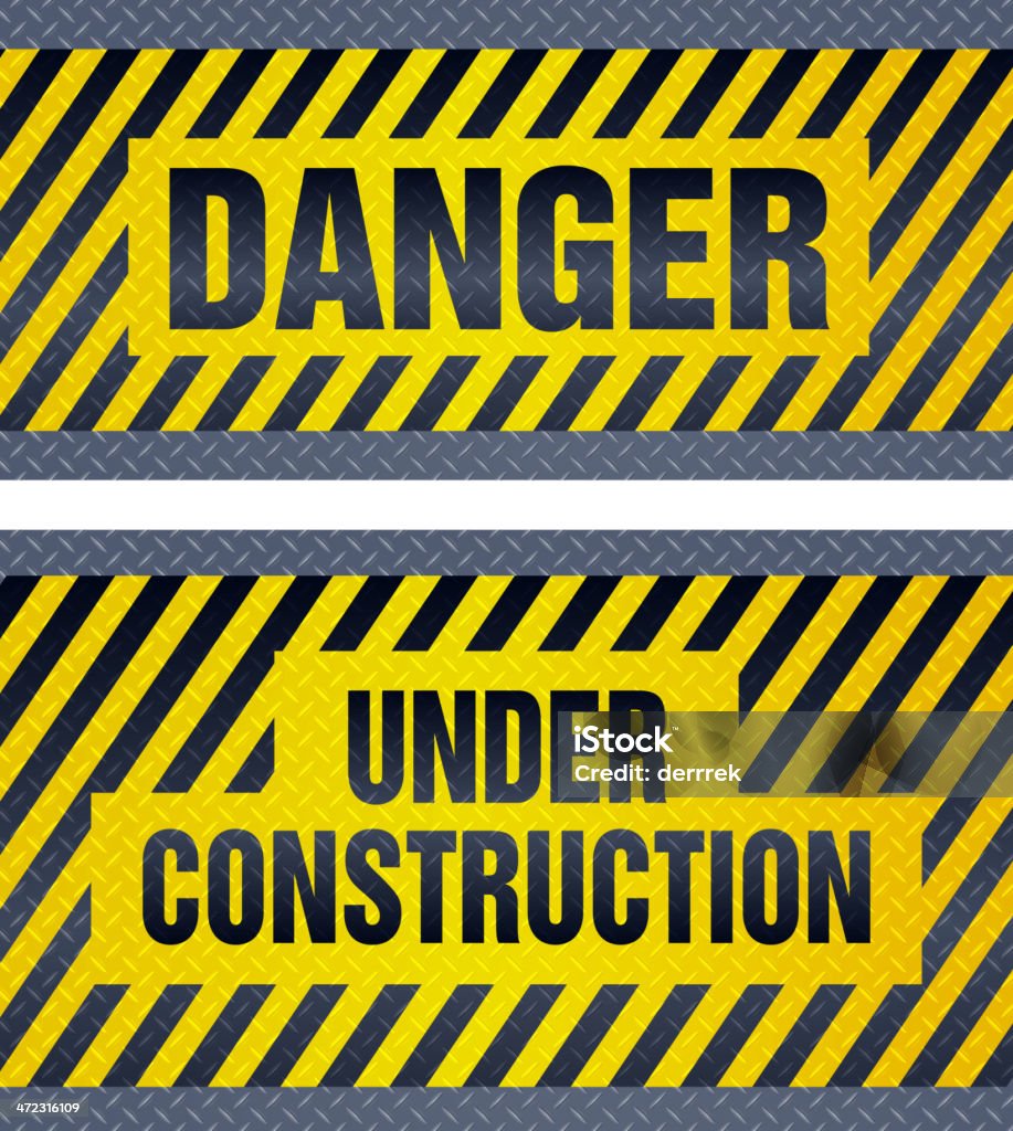 Construcción, señal de peligro - arte vectorial de Amarillo - Color libre de derechos
