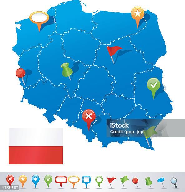 지도 준정장 탐색 아이콘 폴란드에 대한 스톡 벡터 아트 및 기타 이미지 - 폴란드, 분리, 유럽