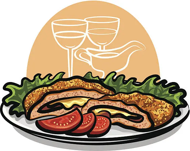 Vector illustration of cordon bleu dish