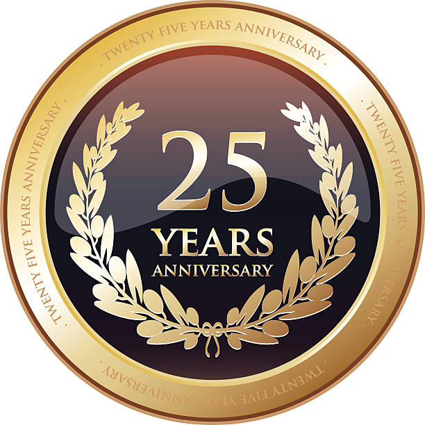 Anniversary Award - Twenty Five Years Golden anniversary award for twenty five years. 25 29 years stock illustrations