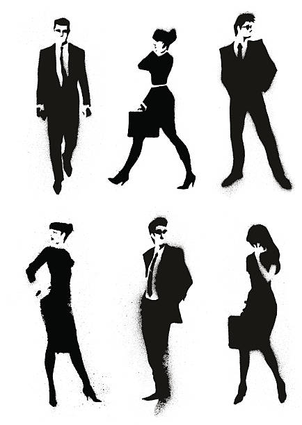 튀기다 사람들이 실루엣 - targeted businessman beautiful male stock illustrations